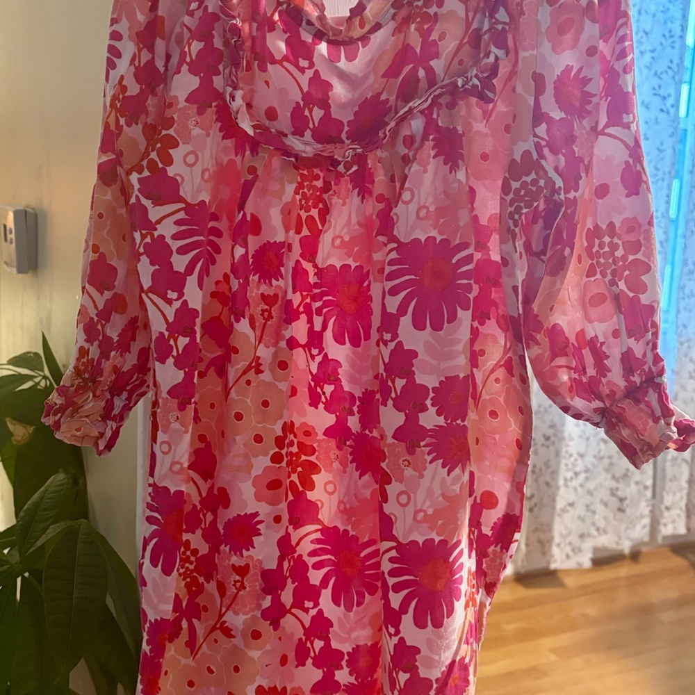 Acacia Swimwear Rare Kids Honey Floral Pink and Burgundy Vintage Dress Hawaii